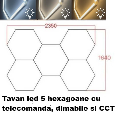 Plafoniera Led - LED HONEYCOMB SET 5 HEXAGOANE 234,7 X 164,1 cm 200W
