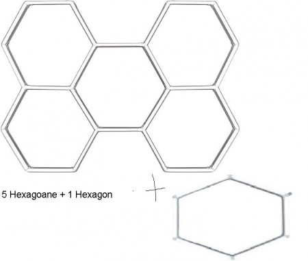 5 hexagoane  led Honeycomb - Led tavan Honeycomb 5 +1 hexagoane /200w+48w