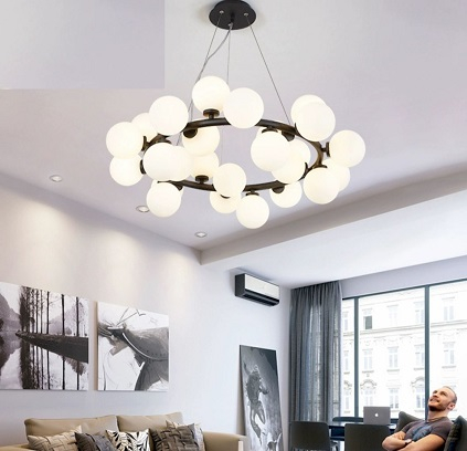 Lustra Receptie - Lustra led 25 globuri Neagra