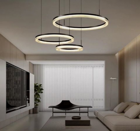Lustra led peste 200W - Lustra led 3 cercuri elegante 216w