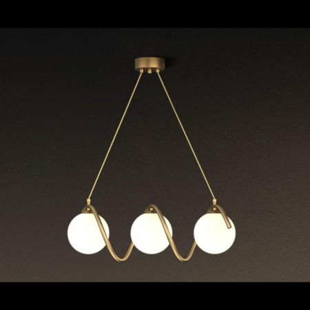 lustre led sub 200ron - Lustra led 3 globuri Gold/ Black