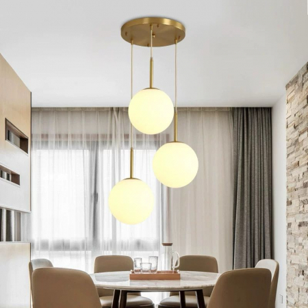 Lustra led Living - Lustra led 3 globuri gold sticla e27