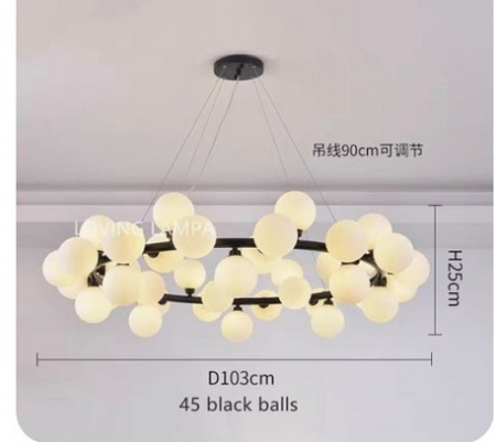 Lustra led de la 100w la 200w (max 50-60mp) - Lustra led 45 globuri Neagra