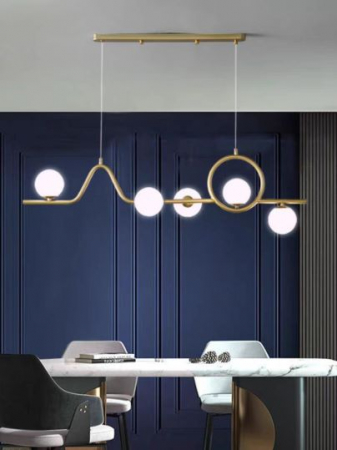 Lustra led 5 globuri gold