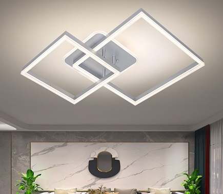 Lustra led de la 100w la 200w (max 50-60mp) - Lustra led dimabila 2 patrate Silver
