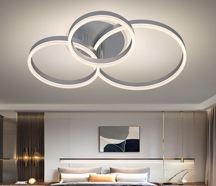 Lustra led de la 100w la 200w (max 50-60mp) - Lustra led dimabila 3 cercuri silver
