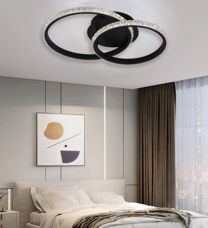 Lustra led Living - Lustra led dimabila Black cu cristale 51w