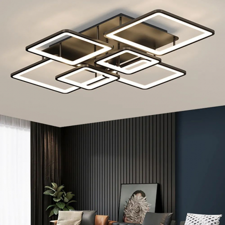 Lustra led de la 100w la 200w (max 50-60mp) - Lustra led dimabila cu telecomanda 164w Black