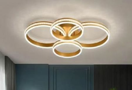 Lustra led de la 100w la 200w (max 50-60mp) - Lustra led dimabila cu telecomanda 3 functii  250w Aurie Cristal