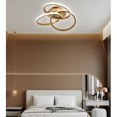Lustra led Living - Lustra led dimabila cu telecomanda 84w Aurie/Neagra