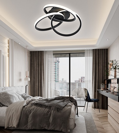 Lustra led de la 51w la 99w (max 25- 30mp) - Lustra led dimabila cu telecomanda 84w Aurie/Neagra