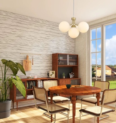 Lustra led Living - Lustra led eleganta 4 globuri Gold