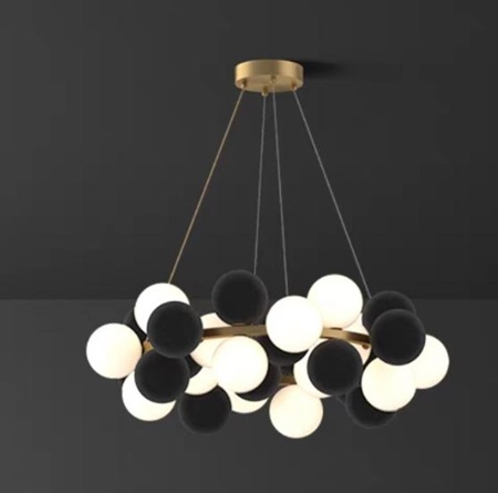 Lustra led Living - Lustra led eleganta alb cu negru