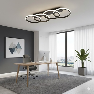 Lustra led neagra 100w 4 cercuri [2]