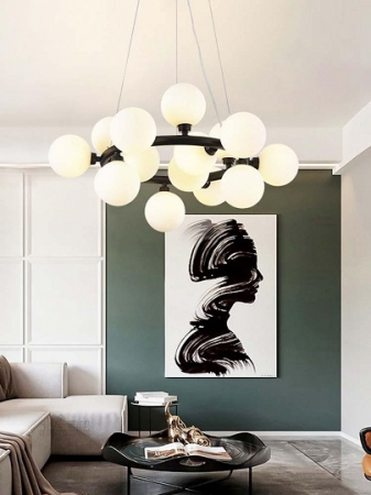 Lustre Birou - Lustra led neagra 15 globuri