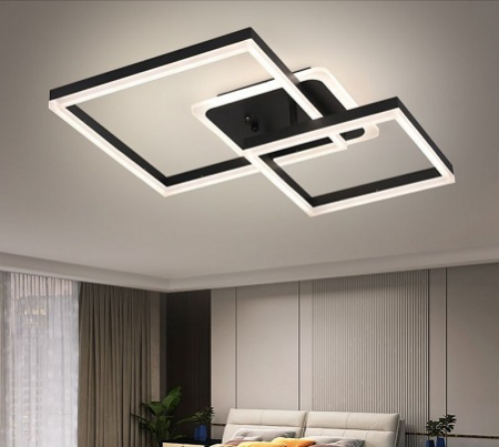 Lustra led Living - Lustra led neagra dimabila cu telecomanda 120w