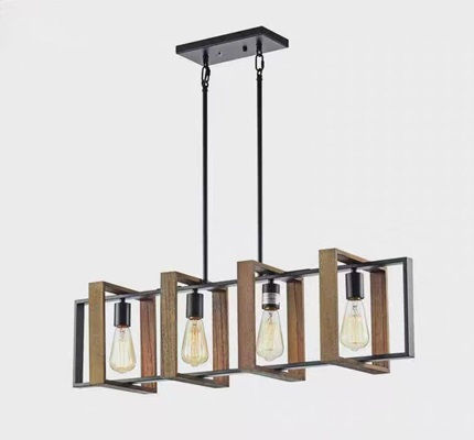 Lustra led Living - lustra lemn e27x4
