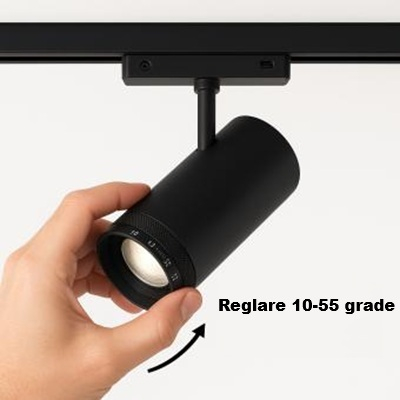 Proiectoare magnetice de interior - Proiector LED pe sina magnetica focalizare variabila 20w
