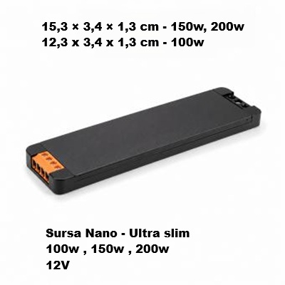 Lustre Birou - Sursa LED NANO ultra slim 12v 100w, 150w, 200w