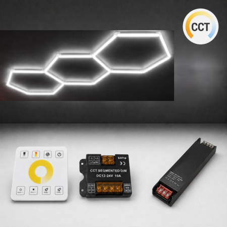 Tavane honeycomb led pentru saloane si magazine - Tavan led Honeycomb 3 hexagoane CCT dimabil din telecomanda
