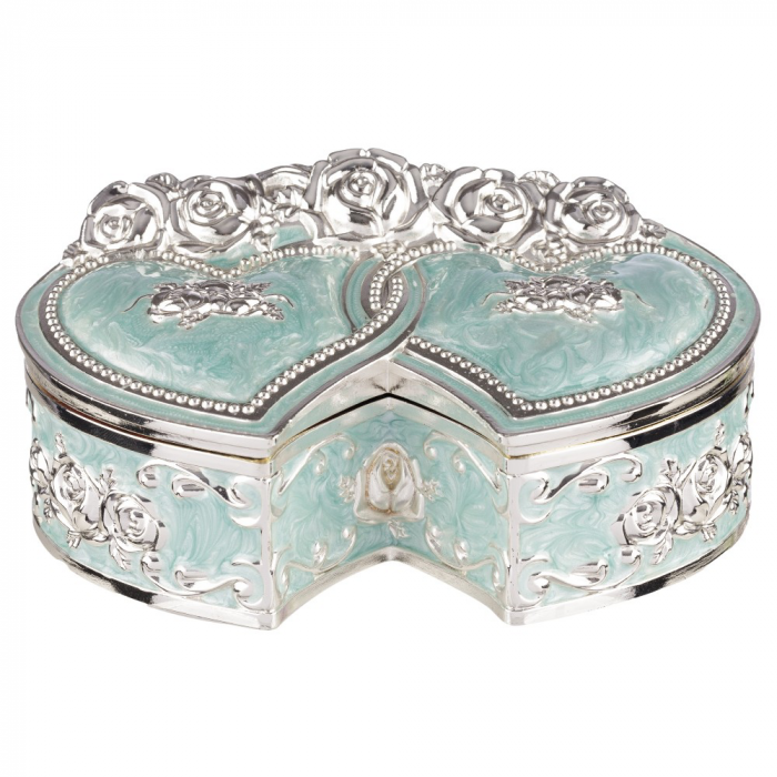 Caseta bijuterii doua inimi - baby blue [2]