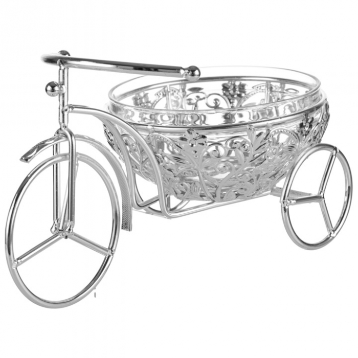 Bomboniera din sticla cu suport argintat bicicleta 26x15,5x14,4 cm [3]