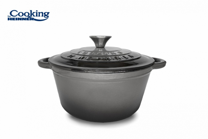 Enamelált öntöttvas edény fedővel 22 x 9,5 cm, 2,9 L, Szürke - Cooking by Heinner [1]