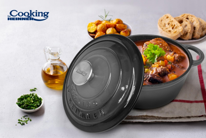 Enamelált öntöttvas edény fedővel 22 x 9,5 cm, 2,9 L, Szürke - Cooking by Heinner [3]