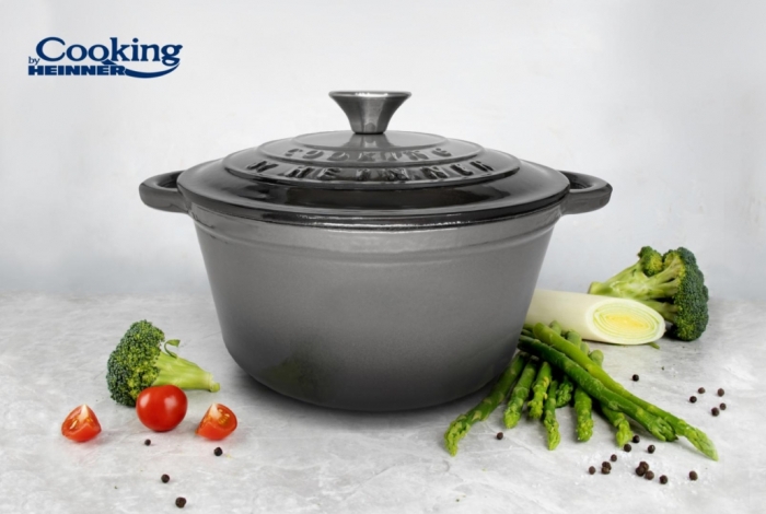 Enamelált öntöttvas edény fedővel 22 x 9,5 cm, 2,9 L, Szürke - Cooking by Heinner [5]