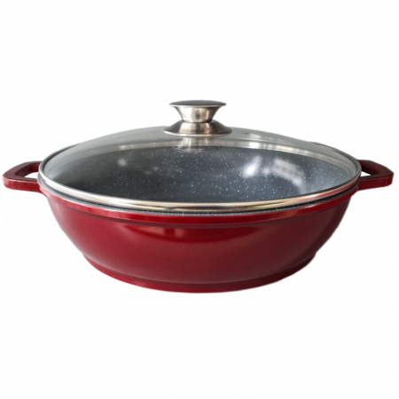 Cratita joasa din aluminiu, cu ceramica, 28cm, 3 l, cu capac din sticla, pentru prepararea gemului, sosului din tomate, Grunberg GR3219 [3]