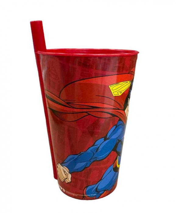 Beépített szívószálas pohár Superman mintával, 300 ml [2]