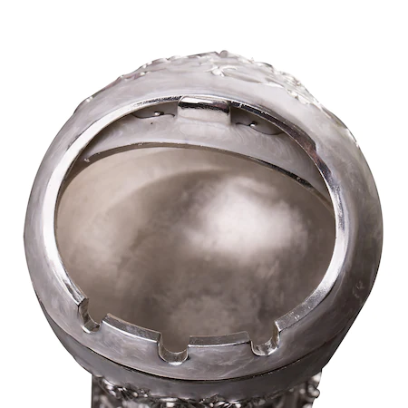 Scrumiera rotunda argintata cu picior 10×10×14cm [3]
