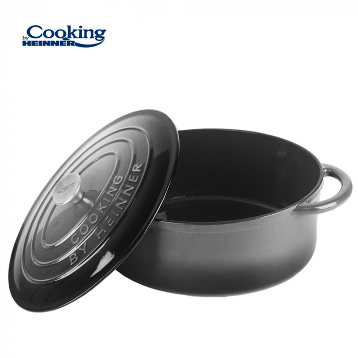 EMAILLEZETT ÖNTVÖZÖT SÜTŐTÁL FEDŐVEL 33x26x11,5 CM, 6L, MARBLE GRAY, COOKING BY HEINNER - Heinner [4]