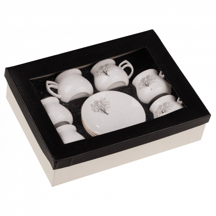 Set 6 bögre 70 ml kerámiából, Fa mintás modell [3]