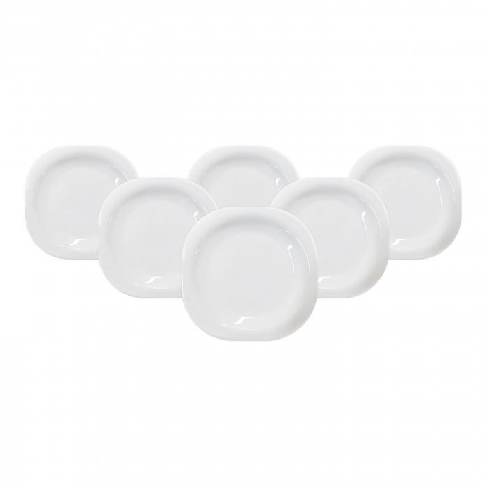 Set 6 farfurii intinse din opal, Alb Patrat, 25 cm [2]