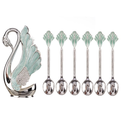 Set argintat 6 lingurite in suport Lebada - Baby Blue [2]