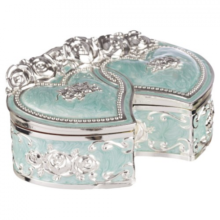 PRODUSE SPECIALE - Caseta bijuterii doua inimi - baby blue