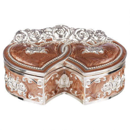 Caseta bijuterii doua inimi - Maro [1]