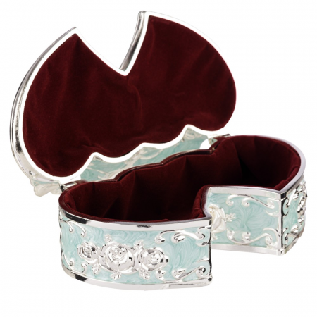 Caseta bijuterii doua inimi - baby blue [2]