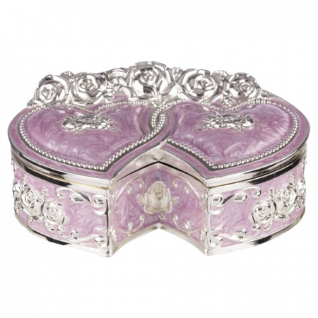 Caseta bijuterii doua inimi - Mov [1]