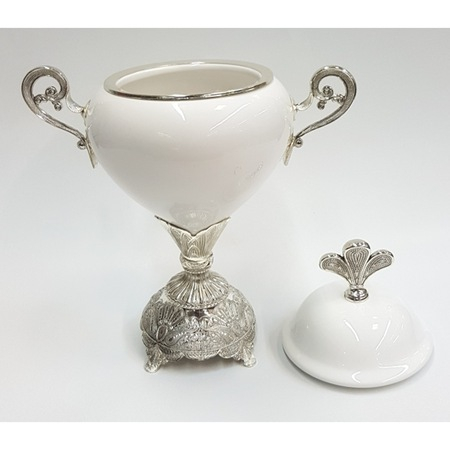 Bomboniera argintata din ceramica, cu picior [3]