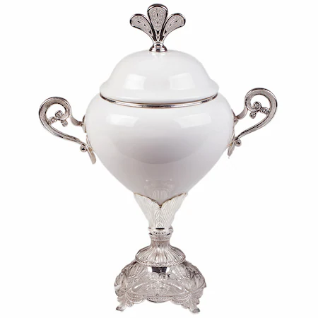 Bomboniera argintata din ceramica, cu picior [1]