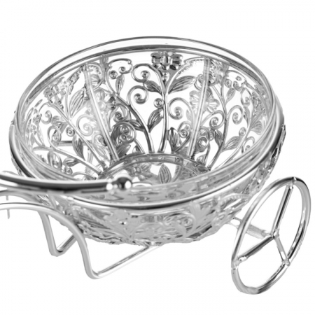 Bomboniera din sticla cu suport argintat bicicleta 26x15,5x14,4 cm [1]