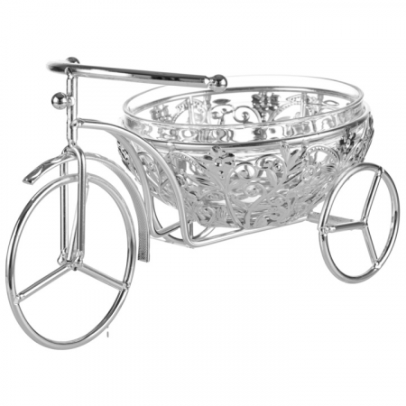 Bomboniera din sticla cu suport argintat bicicleta 26x15,5x14,4 cm [2]