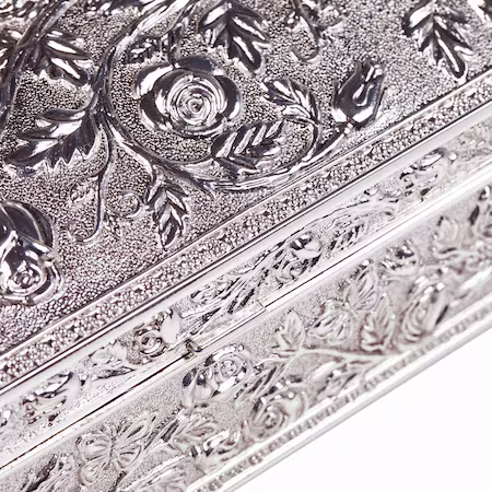 Caseta bijuterii argintata model floral 22x9x7CM [2]