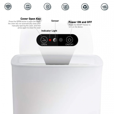 Cos de gunoi automat cu sensor pentru bucatarie sau baie, 14 l [1]