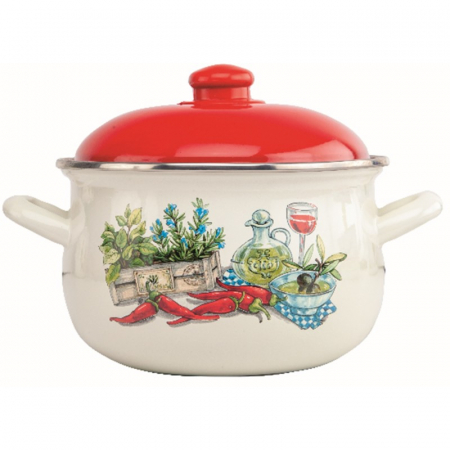 VASE ANTIADERENTE PENTRU GATIT - Cratita cu capac, emailata, 24 cm, 4.80 l, Grunberg GR3424-B