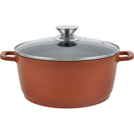 Grunberg - Cratita din aluminiu, cu ceramica, 24cm, 4.5 l, cu capac din sticla, pentru prepararea gemului, sosului din tomate, Grunberg GR1004 - Grunberg