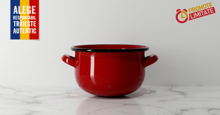 Cratita emailata groasa 4.5L bombata rosie [1]