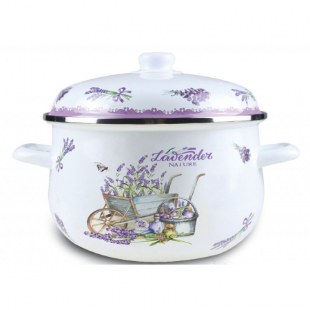 Cratita emailata groasa cu capac, Grunberg GR2200 (3.9 L) model Lavanda [1]